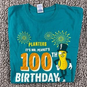 Gildan Teal Mr. Peanut 100th Birthday T-Shirt